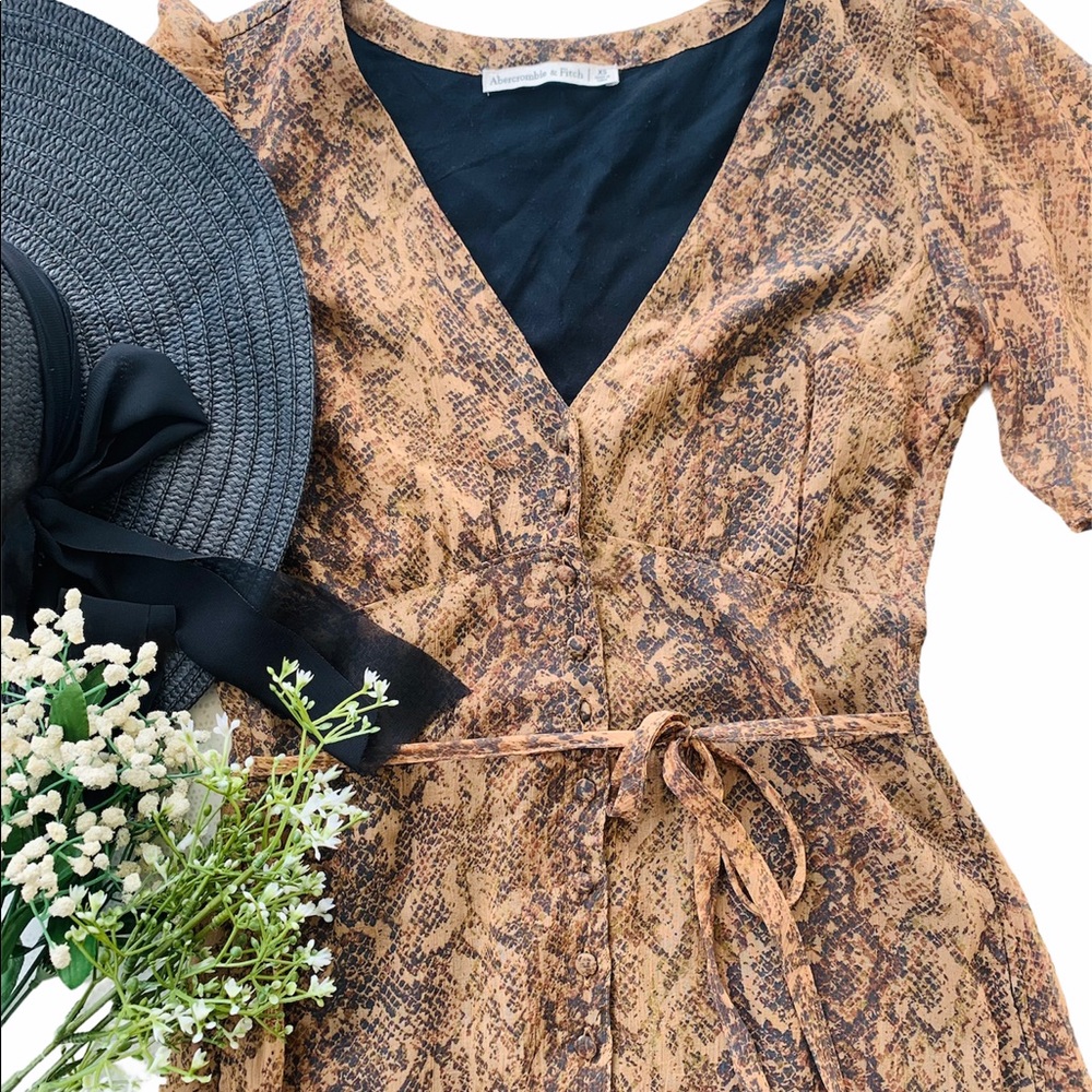 Abercrombie & Fitch Snake Print Mini Dress - Brown